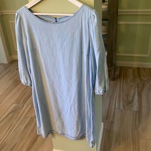 A/K Jeans denim dress. Size L. Faded denim with 3/4 sleeves